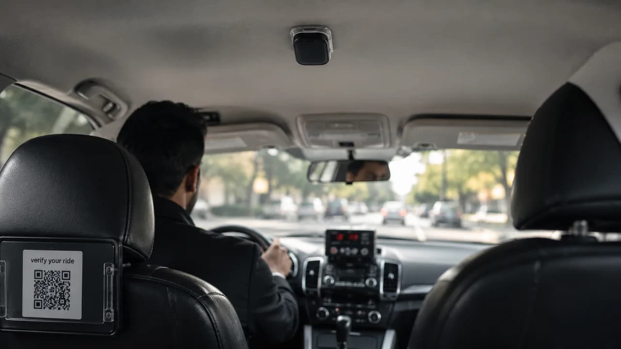 A professional taxi driver at the wheel.